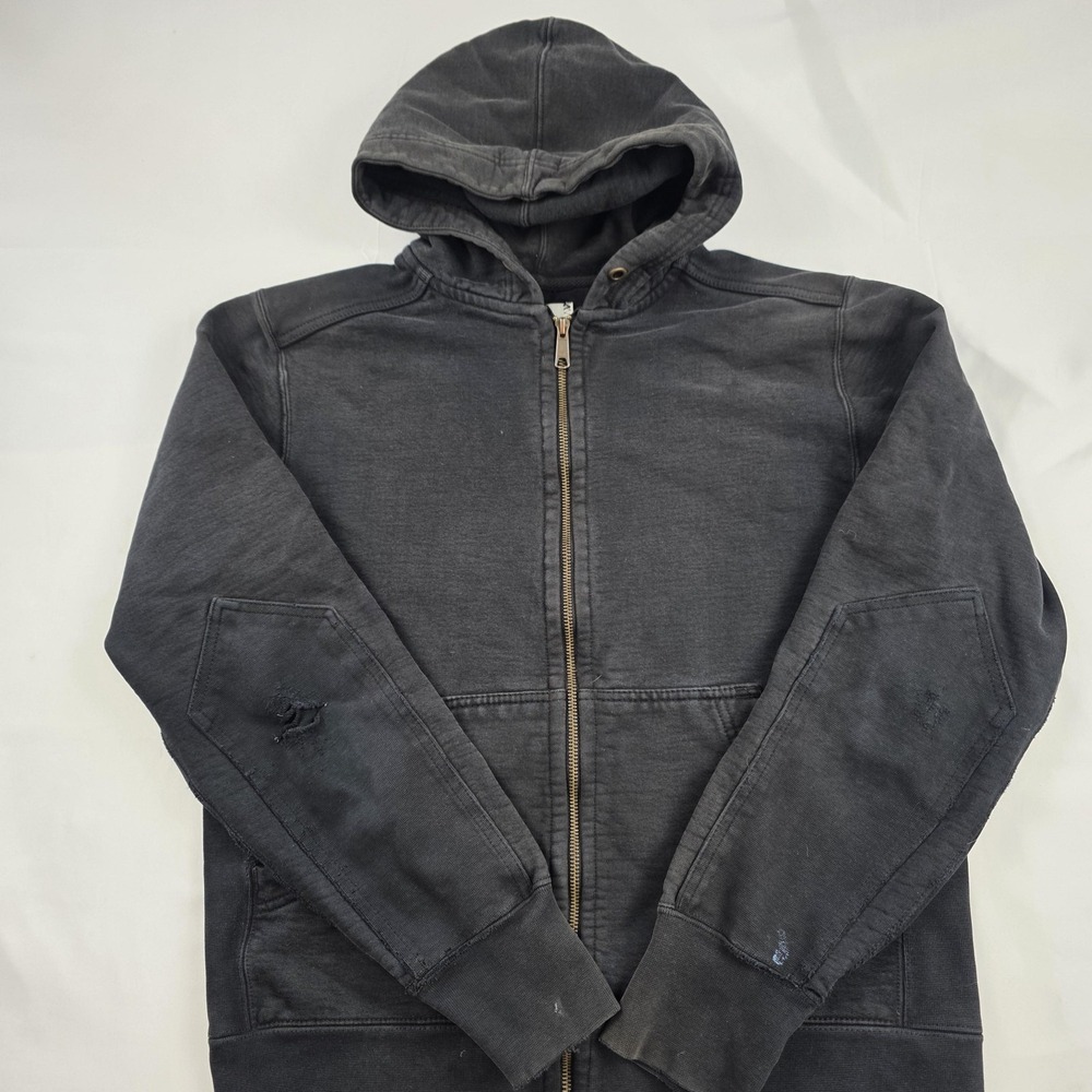 American Giant Hoodie Mens Medium Gray Full Zip Made USA Distressed Sweatshirt